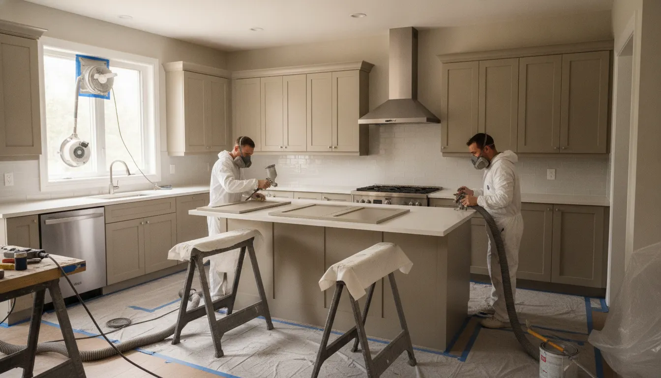 Factory-style cabinet respray for a Richmond Hill kitchen