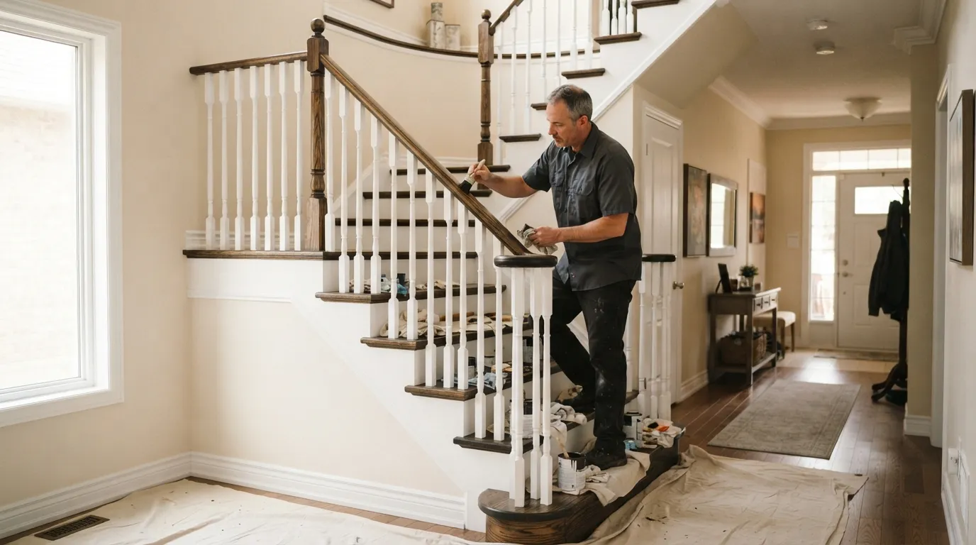 Staircase and railing refinishing in Clarington